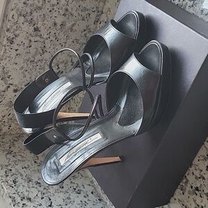 Brian atwood classic platform high heel sandals with asymmetric strap detail